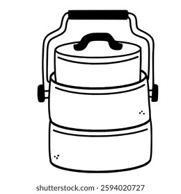 A retro Thai metal lunch boxes line art drawing of Traditional Thai Bangkok Thailand Illustration 