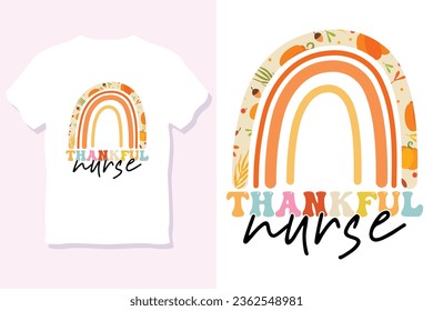 

retro thankful nurse svg, Thanksgiving day t-shirt design
