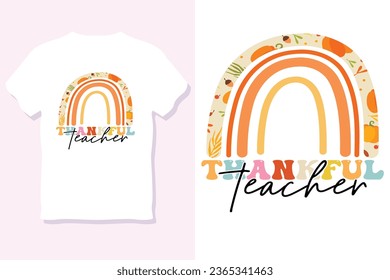  retro Thankful teacher t shirt, thanksgiving t shirt vector