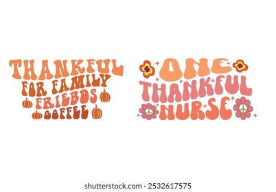 Pack de Thanksgiving rétro Chemise de Thanksgiving Automne Chemise de Thanksgiving Groovy Than