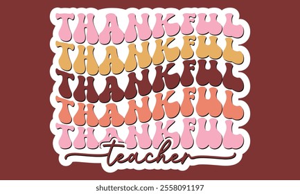 Retro ,Thanksgiving Stickers, Design,And Single Design,