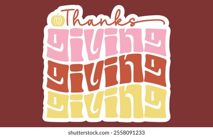 Retro ,Thanksgiving Stickers, Design,And Single Design,