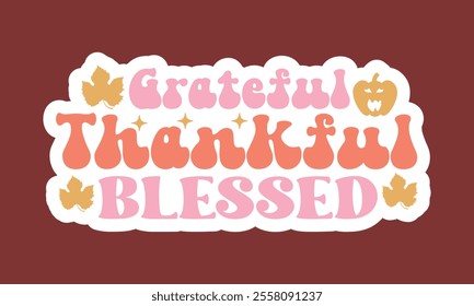 Retro ,Thanksgiving Stickers, Design,And Single Design,