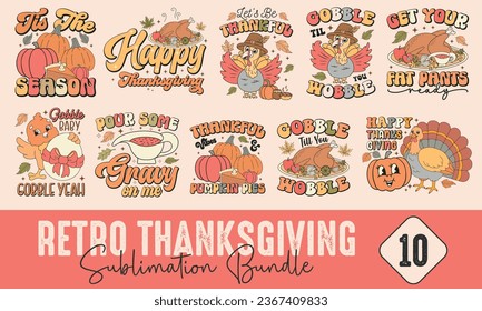 Retro Thanksgiving Sublimation Design Bundle
