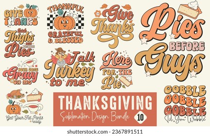  Retro Thanksgiving Sublimation Design Bundle