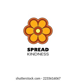 Retro themed sticker illustration. Flowers, Slogan spread goodness. for book covers, printed stickers or clothing motif designs. Vector