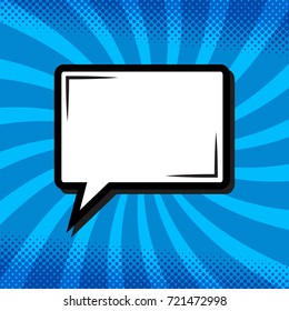 Retro thinking speech bubble in Pop Art comic style on blue. Vector Illustration