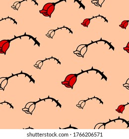 Retro thorny rose bud pattern