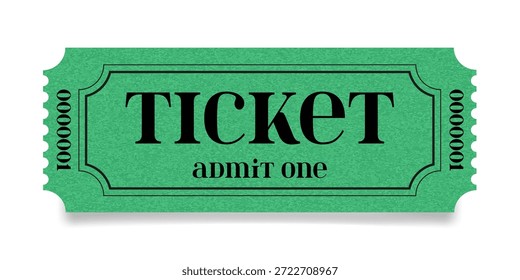 Retro-Ticket-Design. Rüschen Sie Kanten und Schatten. Zirkus-, Film- oder Zooticket. Grünes Kraftpapier. Vintage-Design