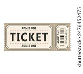 Retro ticket design template. Admit one. Ticket for cinema, movie,circus,carnival, film,festival etc. Vector illustration