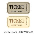 Retro ticket design template. Admit one. Tickets for cinema, movie, circus, carnival, film, festival, etc. Vector illustration.