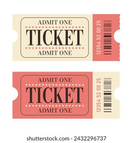 Retro ticket design template. Admit one. Ticket for cinema, movie, circus, carnival, film, festival, etc. Vector illustration