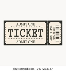 Retro ticket design template. Admit one. Ticket for cinema, movie, circus, carnival, film, festival, etc. Vector illustration