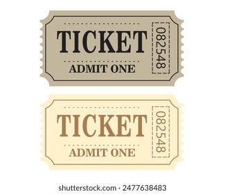 Retro ticket design template. Admit one. Tickets for cinema, movie, circus, carnival, film, festival, etc. Vector illustration.