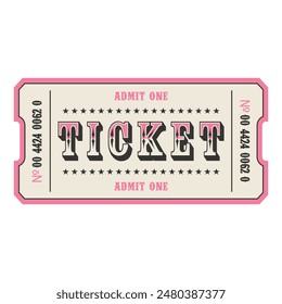 Retro ticket design template. Admit one. Ticket for cinema, movie,circus,carnival, film,festival etc. Vector illustration