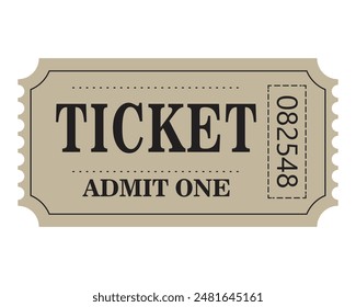 Retro ticket design template. Admit one. Tickets for cinema, movie, circus, carnival, film, festival, etc. Vector illustration.