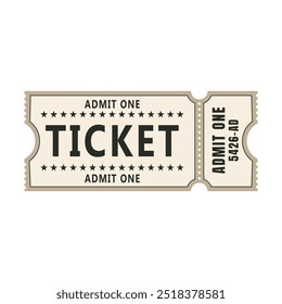 Retro ticket design template. Admit one. Ticket for cinema, movie,circus,carnival, film,festival etc. Vector illustration