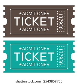 Retro ticket design template. Admit one. Tickets for cinema, movie, circus, carnival, film, festival, etc. Vector illustration. Blue and dark ticket template.