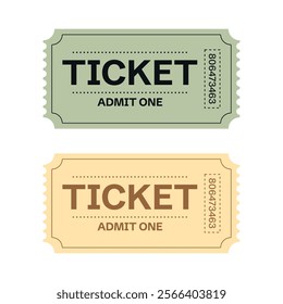 Retro ticket design template. Admit one. Tickets for cinema, movie, circus, carnival, film, festival, etc. Vector illustration.