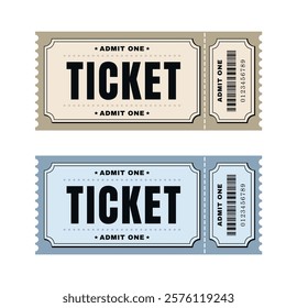 Retro ticket design template. Admit one. Ticket for cinema, movie, circus, carnival, film, festival etc. Vector illustration