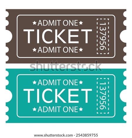 Retro ticket design template. Admit one. Tickets for cinema, movie, circus, carnival, film, festival, etc. Vector illustration. Blue and dark ticket template.