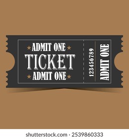 Retro ticket design template. Ticket for cinema, movie, circus, carnival, festivals.Admit One.Movie ticket vector illustration