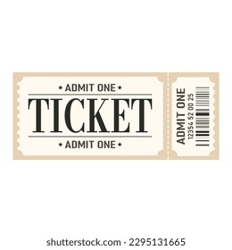 Retro ticket desogn template. Admit one.Ticket for cinema, movie,circus,carnaval,film,festival etc.Vector illustration