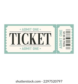 Retro ticket desogn template. Admit one.Ticket for cinema, movie,circus,carnaval,film,festival etc.Vector illustration