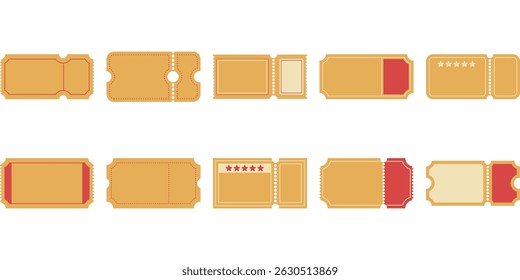 Retro Ticket Flat Design Element Set
