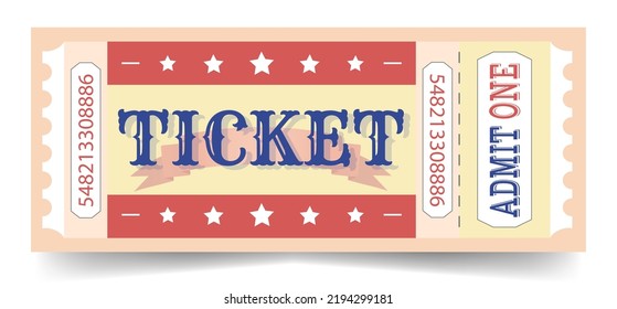 Retro ticket. Isolated vector illustration.