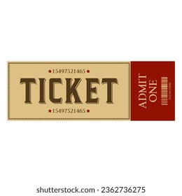 Retro ticket on white background. Vector art  illustration