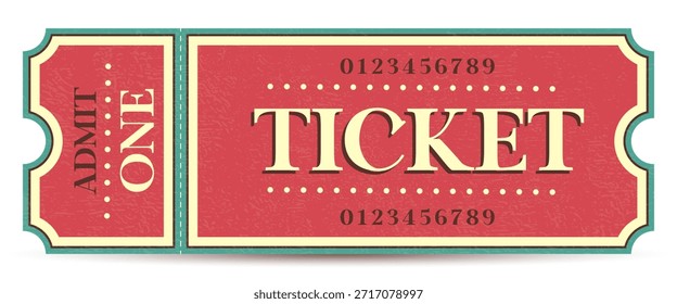 A retro ticket template with classic typography and retro colors. Perfect for concerts, movies, festivals, events, branding, invitations, coupons, and collectible poster designs.
