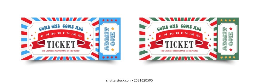 Retro ticket templates with shadows,set. Vector illustration 3d style for websites