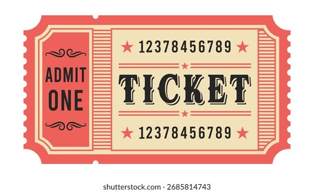 Retro ticket vector design isolated on a white background
