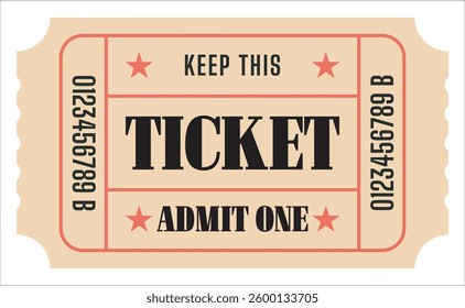 Retro ticket vector template. Concert, party or festival ticket design template. Vector illustration. Keep this ticket.