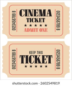 Retro ticket vector template. Concert, party or festival ticket design template. Vector illustration.