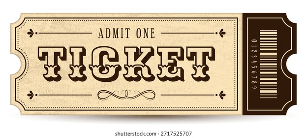 Un boleto retro con Elementos vintage para una persona es un producto de diseño elegante con una atmósfera del pasado. Ideal para sesiones de fotos, decoración, regalos, misiones, eventos teatrales, exposiciones y fiestas temáticas, creando un efecto nostálgico y único.