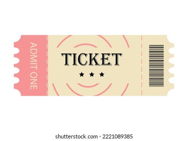 Retro ticket. Vintage ticket. Pink ticket. Vector illustration.