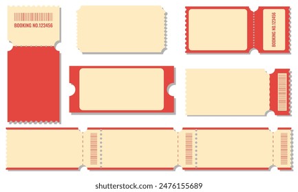 Retro tickets. Coupon vector templates.Paper tickets stubs and entrance pass set.Vector illustration EPS 10