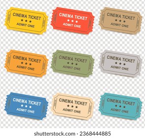 Retro Tickets Set Isolated With Gradient Mesh, Vector Illustration