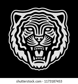 Retro tiger head. Vintage design. Retro logo. Roaring tiger.