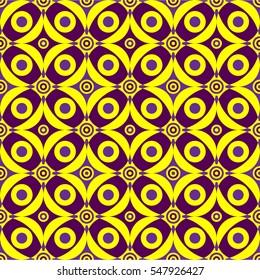 Retro tile pattern - editable, vector, background, wallpaper (Purple on yellow)