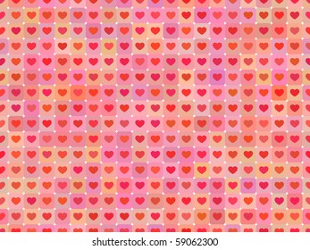 Retro  tiled background pattern with hearts