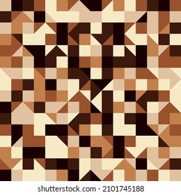 Retro tiles of coffee color. Vector with brown ornament of convex shapes, rough decor with a coffee motif. Minimal and seamless coffe tiles.