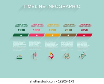 Retro Timeline Infographic, Vector design template 