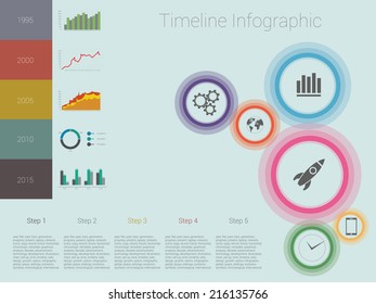 Retro Timeline Infographic, Vector design