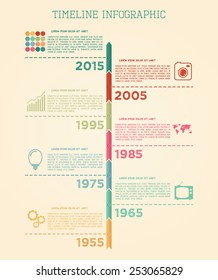 Retro Timeline Infographic vector design template