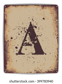 Retro tin plate style poster with capital letter A monogram. EPS10 vector format