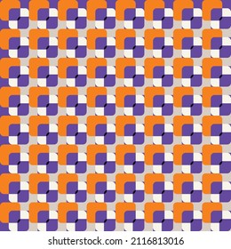 Retro Tiny Squares Geometric Seamless Pattern Trendy Fashion Color Elegant Stylish Look Minimalist Concept Background Orange Purple Tones