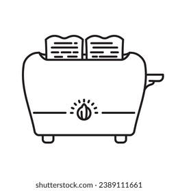 Retro toaster vector line icon for National Toast Day on February 29